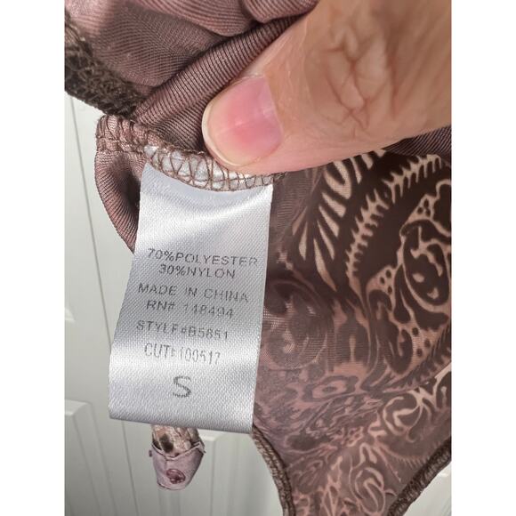 Charlotte Russe Brown Goth Gothic Long Sleeve Burnout Velvet Bodysuit Small - Picture 3 of 7